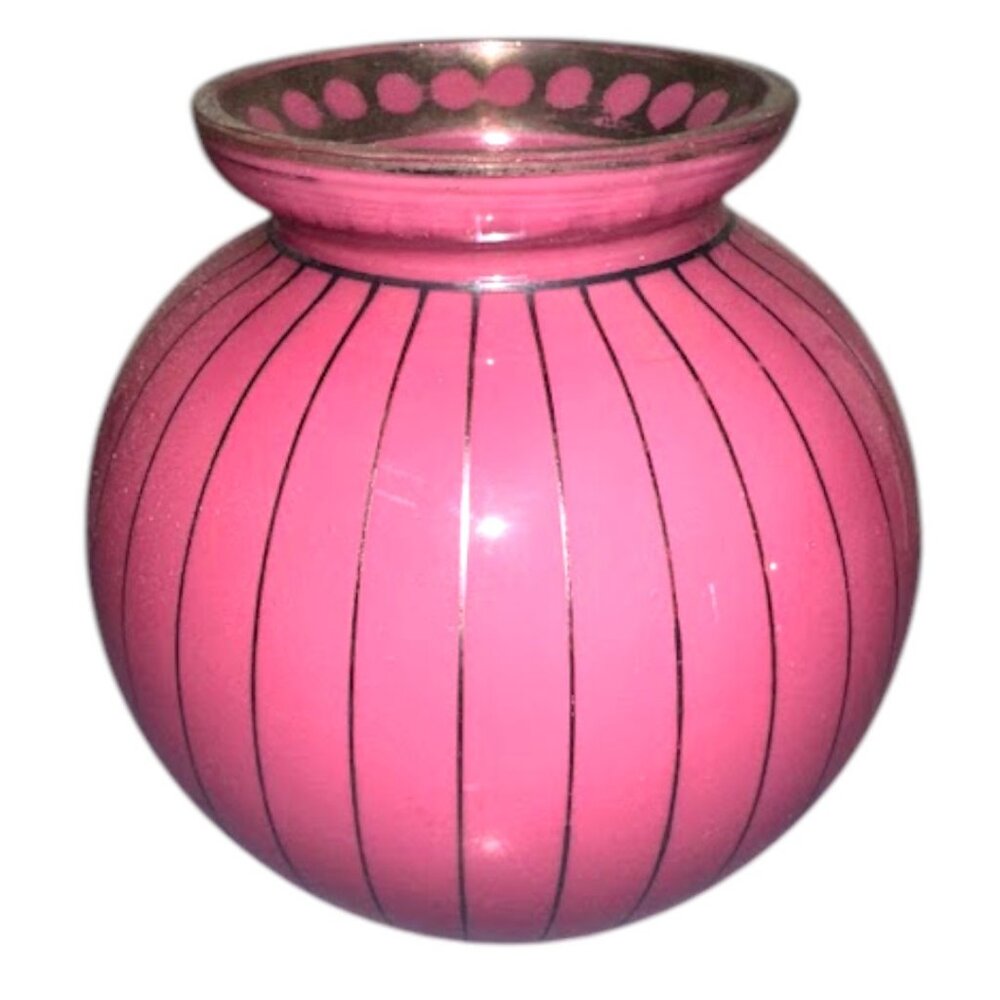 Antique 1920s Pink Josef Hoffmann Silver Overlay Vase - Made in Czechoslovakia